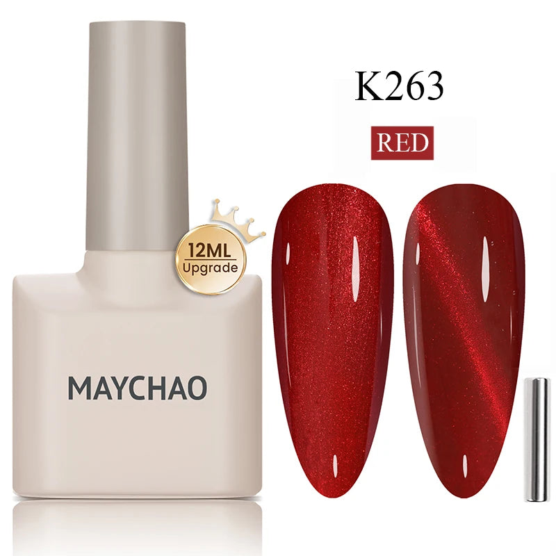 MAYCHAO 10ml Cat Magnetic Gel Nail Polish Cat Eye Glitter Effect Semi Permanent Soak Off UV Gel Varnish Manicure For Nail Art