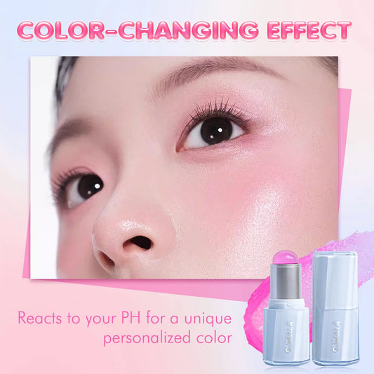 Color Changing Blush Stick, Heat-Activated Jelly Touch that Melts Smoothly, Creates Fresh Dewy Glow with Hydrating Cream Texture