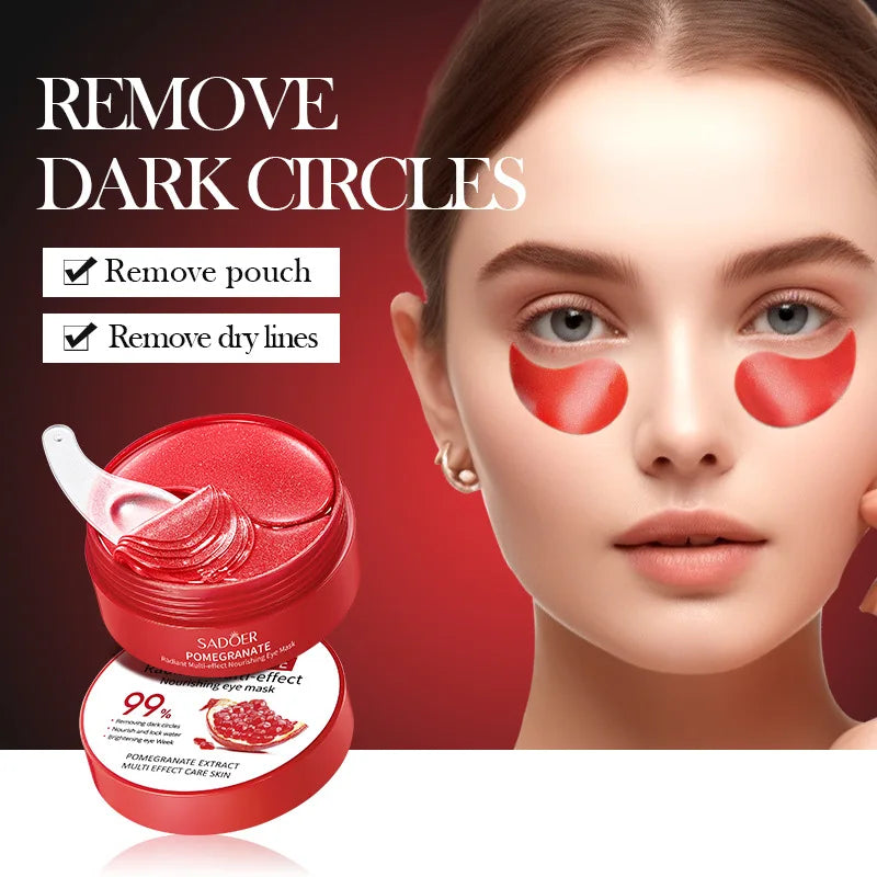 SADOER Red Pomegranate Eye Mask 60Pcs Anti Dark Circles Removal Eyes Bags Moisturizing Eye Patches Eyes Skin Care