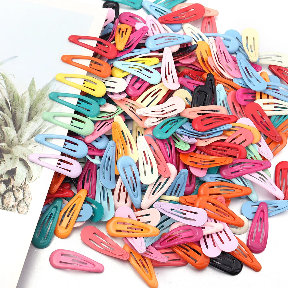 60pcs/lot Colorful Y2K BB Hair Clips Mini Metal Waterdrop Hair Pins Clips Snap Barrettes For Girls Hair Accessories