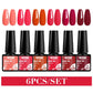 MTSSII 6PCS/Set Sparkly Red Roes Red Gel Nail Polish Shinning Nail Art LED UV Gel Varnish Nail Supplies Manicure Kit for Nails