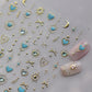 Elegant Gold Scepter 5D Nail Art Stickers Gorgeous Gemstone Luxury Courtly Pattern Necklace Frame Self Adhesive Manicure Decals