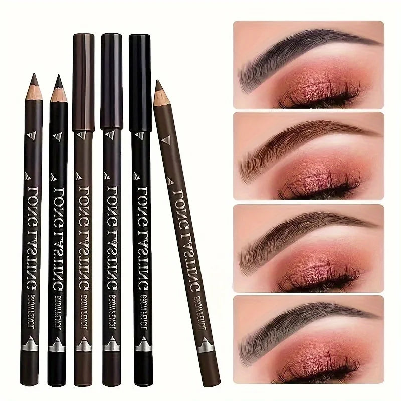 2-in-1 Wooden Handle Waterproof Eyeliner & Eyebrow Pencil, Sweatproof Makeup Pen for All Skin Types, Multi-Use Cosmetic Tool