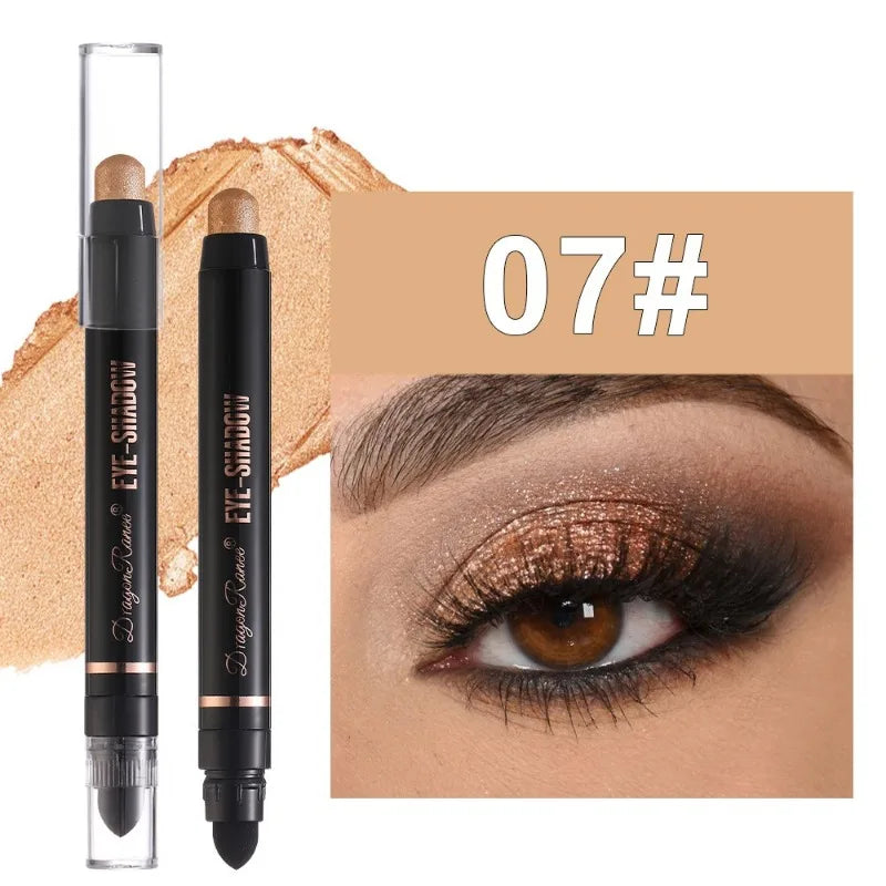 12-color Double Tip Eyeshadow Pen Set Metallic High Gloss Smudger Brighten Eye Makeup Pencil Shining Brown Eye Shadow Cosmetics