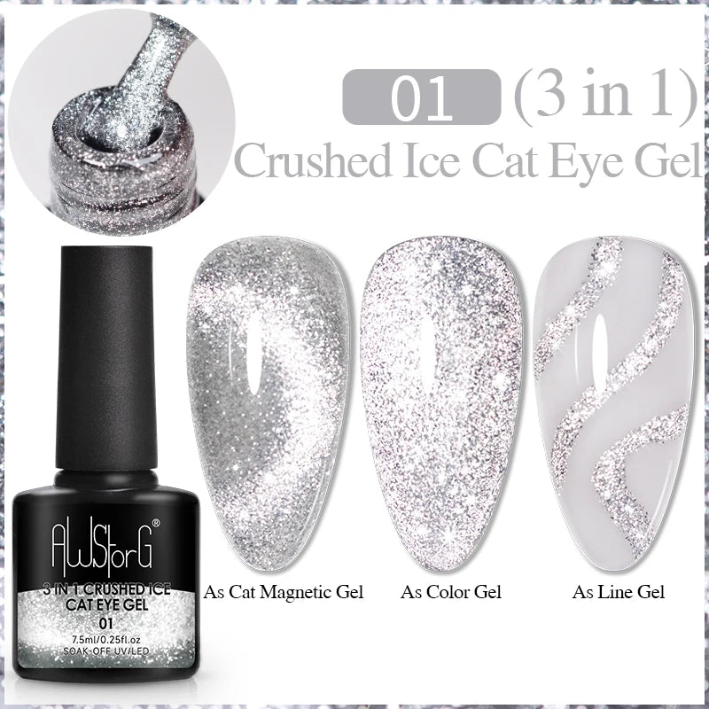 AWStorG 7.5ml Starlit Cat Magnetic Gel Nail Polish Must need Black Gel-Polaris Light Soak Off UV Gel Varnis Semi Permanent DIY