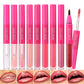 2 in 1 Matte Lip Liner Mirror Lip Gloss Waterproof Plumping Stain Hydrating Shiny Transparent Lip Oil Jelly Lips Contour Makeup