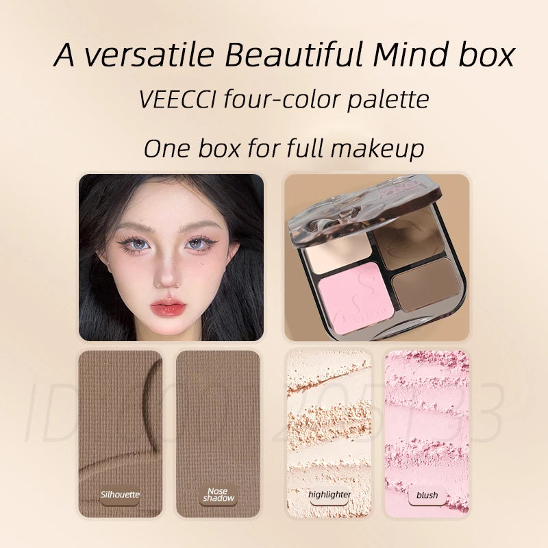 VEECCI Highlighters Bronzers Makeup Palette Matte Shimmer Natural Three-dimensional Nose Contour Powder Palet Chinese Cosmetics