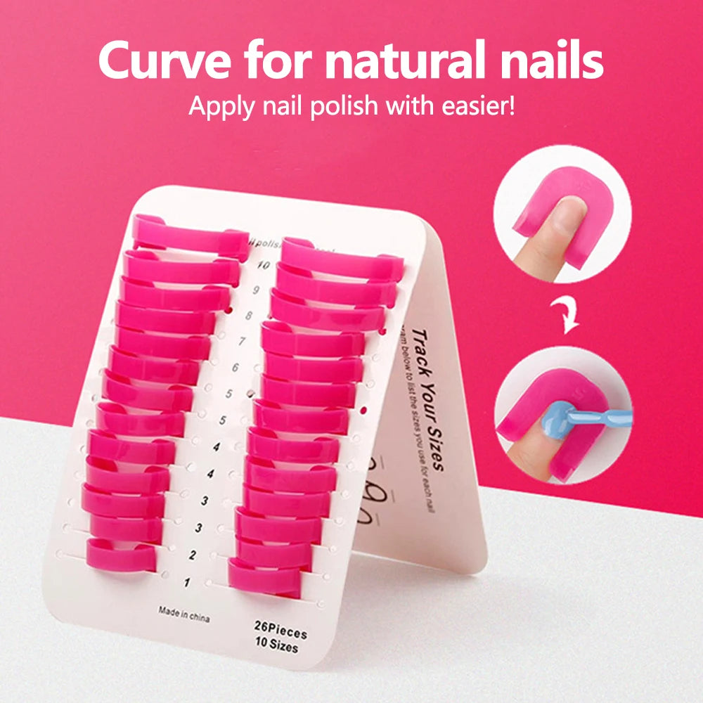 LINMANDA 26Pcs Nail Polish Protector for Fingers Nail Polish Guard Soft Plastic U Shield Skin Cuticle Protector Nail Art Tools