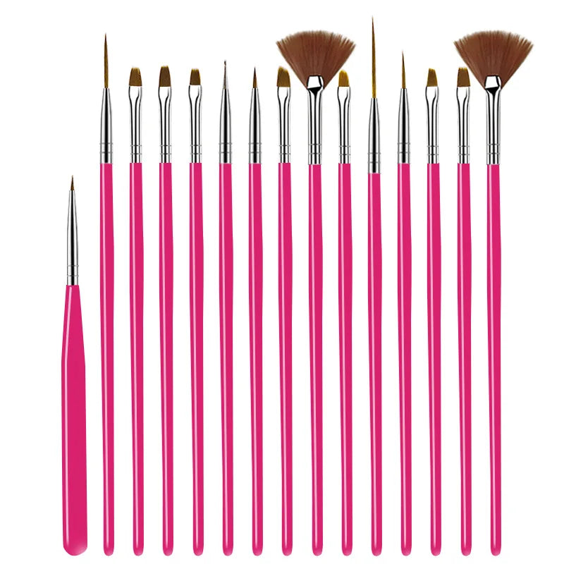 20/15pc Nails Art Brushes Set Manicure Liquid Powder Carving UV Nail Gel Polish Painting Pen Nail Acrylic Extension Builder Tool