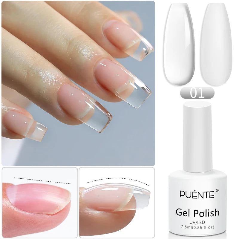 PUENTE Pearl Color Builder Nail Gel Polish Hema Free Shell Thread Glitter Nail Extension Semi-Permanent Construction Gel Varnish