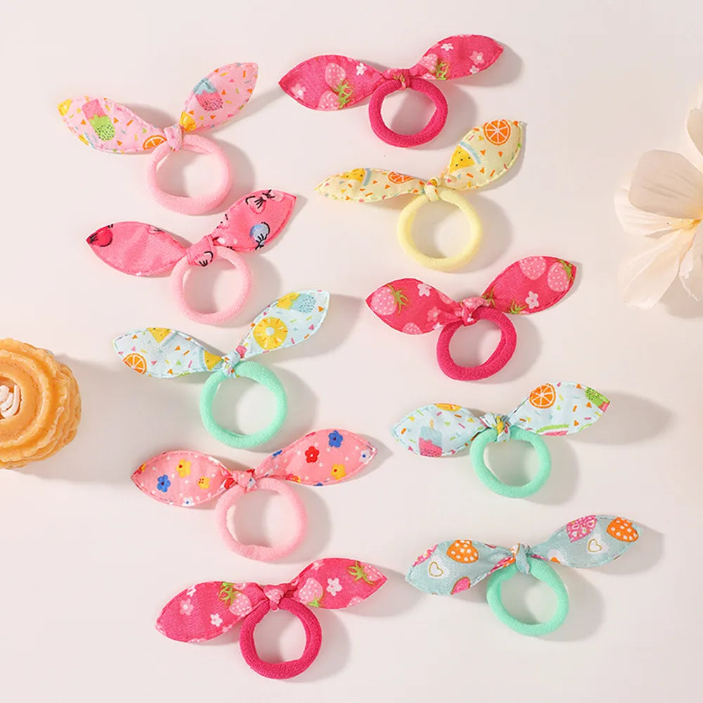 BABY BOWS 10Pcs/ Lot Kids Colorful Bow Hair Bands Ribbon Scrunchie for Kids Girls Elastic Hair Tie Head Rope Hair Accessories
