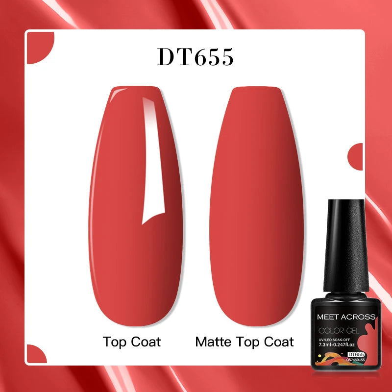 MEET ACROSS 160 Colors 7.3ml Gel Nail Polish Vernis Glitter Sparkly Semi Permanent Soak Off LED UV Gel Varnish Nail Art Manicure