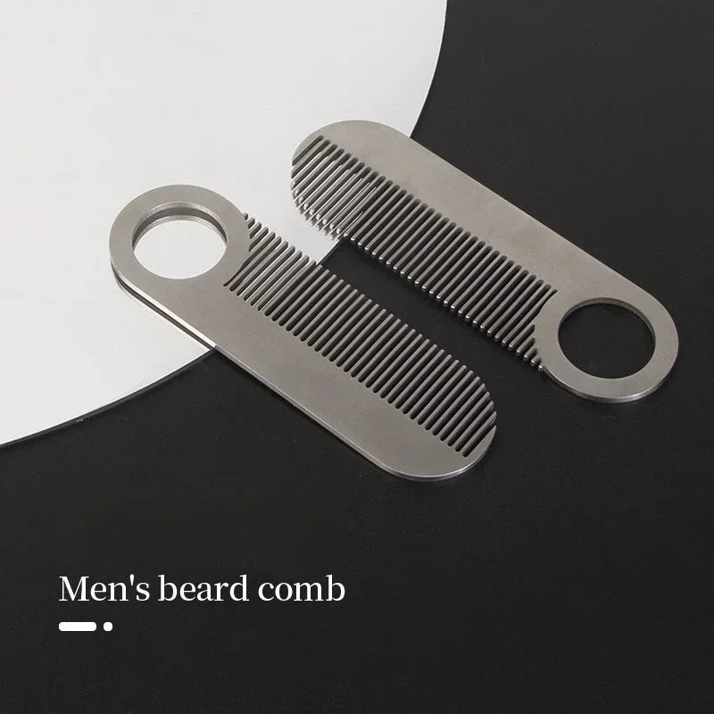 Stainless Steel Men's Beard Comb Portable Mini Oil Head Comb for Barber Mustache Care Shaping Tools Pocket Size Silver Hair Comb