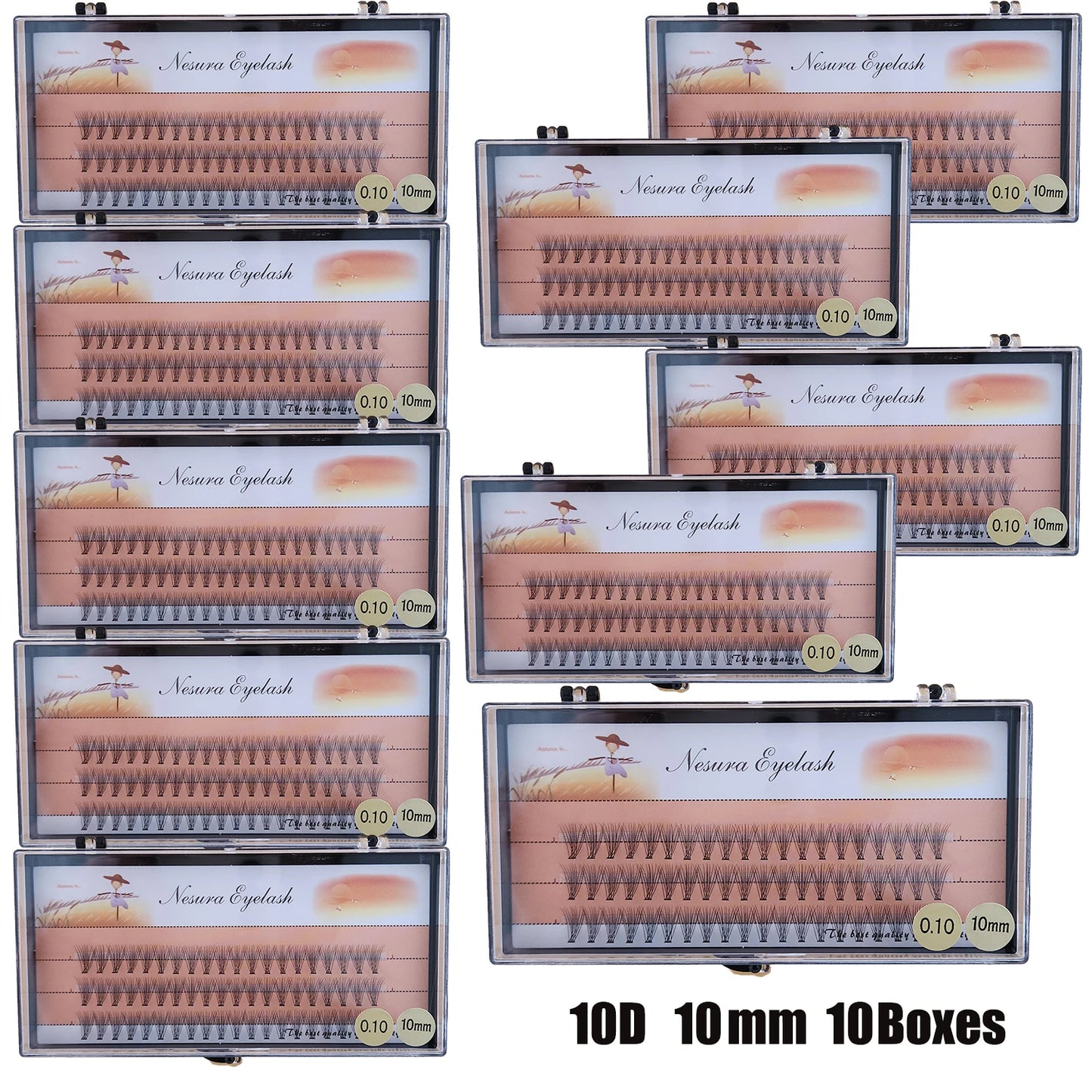 Sackvis10pcs/lot Cluster Eyelashes 3 Rows 10D/20D/30D/40D Natural Style Individual Eyelash Bundles Handmade Supplier