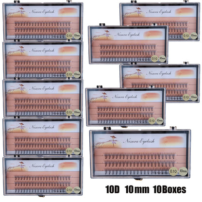 Sackvis10pcs/lot Cluster Eyelashes 3 Rows 10D/20D/30D/40D Natural Style Individual Eyelash Bundles Handmade Supplier