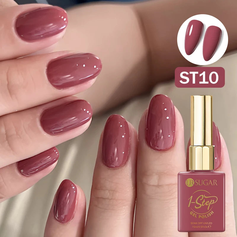 UR SUGAR 15ml 1 Step Gel Polish 3 IN 1 Red Pink Glossy Nail Soak Off LED UV Gel Nail Varnishes No Need Base Gel and Top Coat