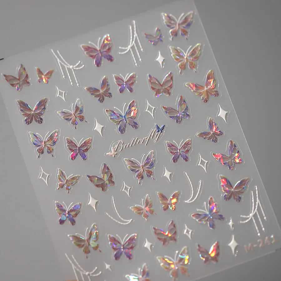 Golden Thread Butterfly Jelly Series Nail Art Stickers High Quality New Bronzing DIY Manicure Decal Decoration
