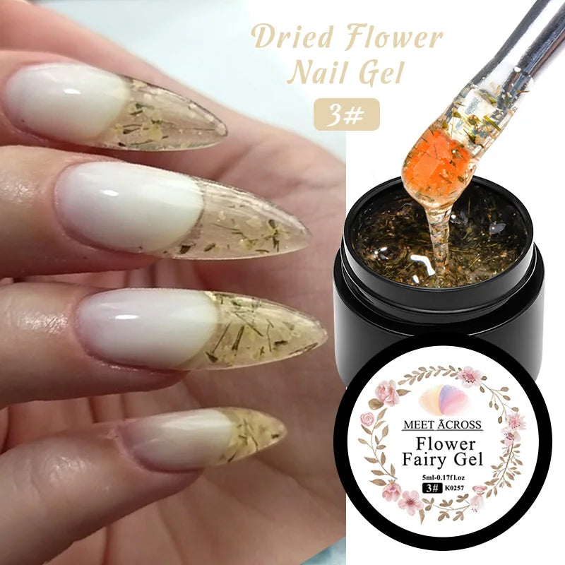 5ml Pink Dried Flower Nail Gel Polish Semi Permanent Natural Flower Fairy Nail Art Gel Soak Off UV Painting Varnishes For Nails