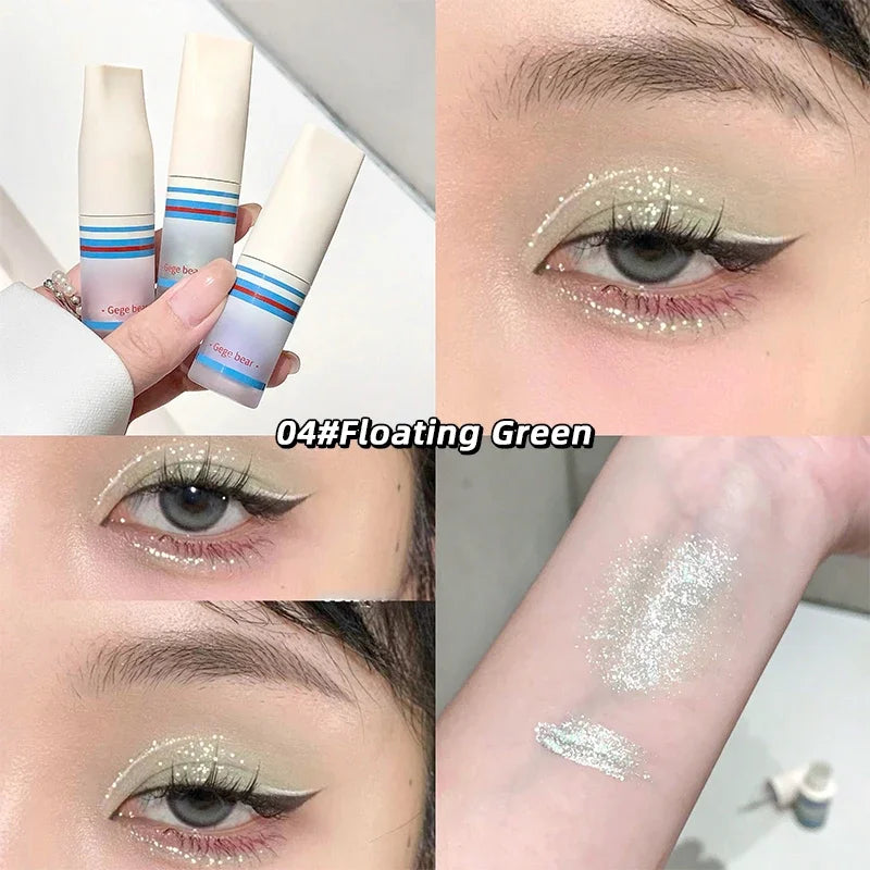 Pearlescent Matte Liquid Eyeshadow Wet and Bright Highlighter Stick Clear Glitter Contour Makeup Facial Brightening Cosmetics
