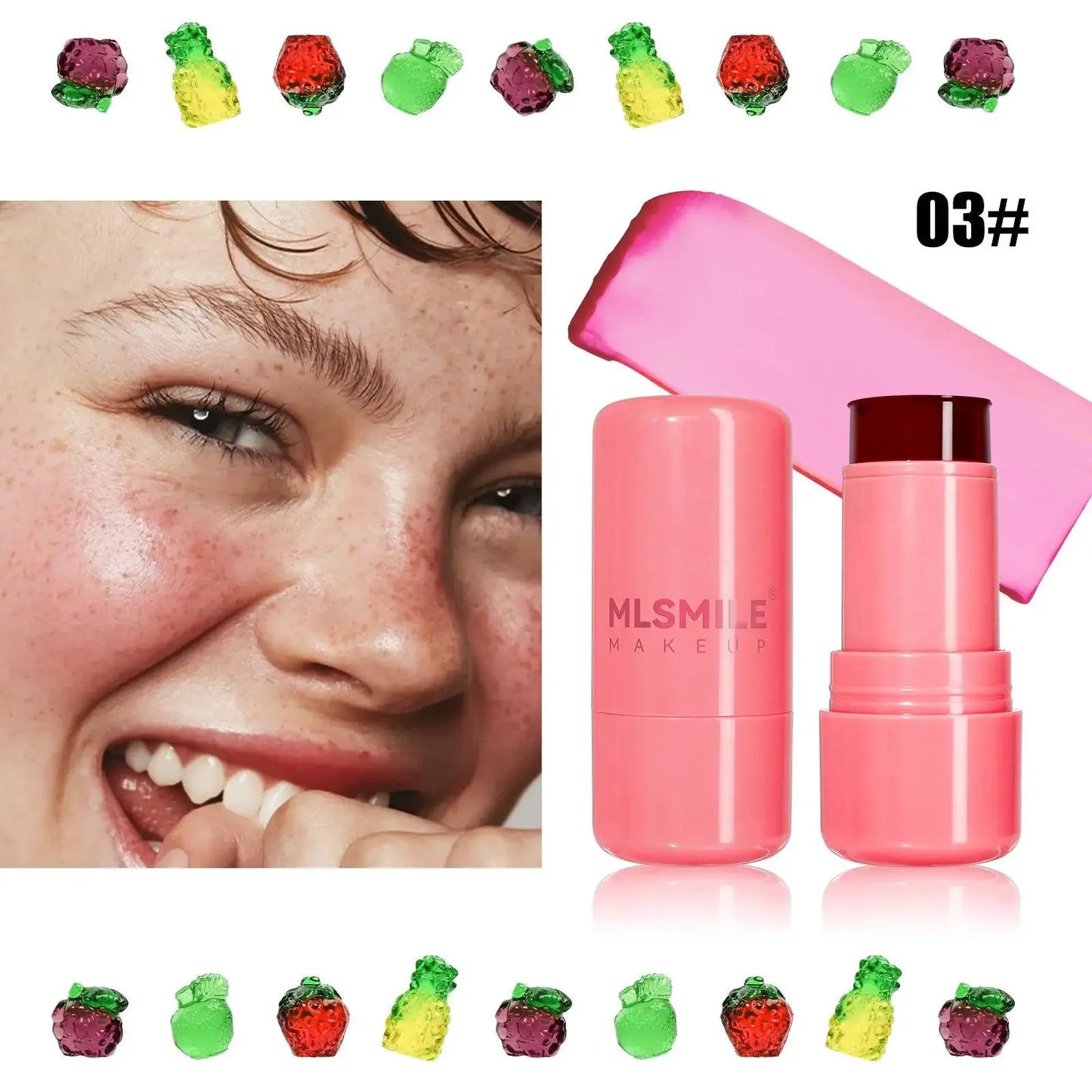 3-in-1 Milk Jelly Tint Facial Blusher Wand Moisturized Long Lasting Matte Rouge Cheek Contour Lipstick Sticker Beauty Makeup