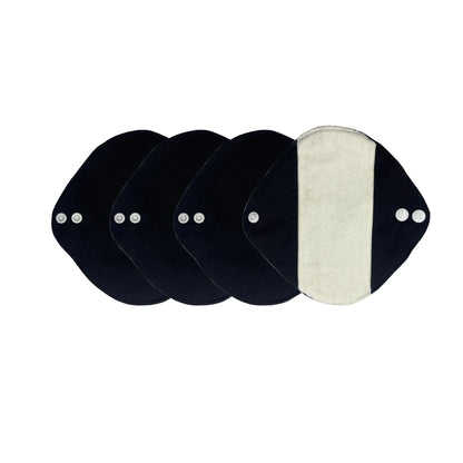 4 Pack Women's Eco-Friendly Bamboo Reusable Sanitary Pads Black Cloth Washable Period Pads Sanitary Napkins
