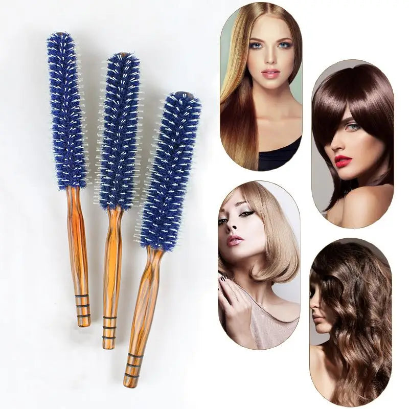 For Hair Curly Comb Barber Salon Anti Static Wood Natural Boar Bristle Hair Round Brush Hairdresser Styling Tool Teasing Brush