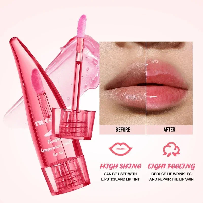 Aloe Vera Lip Gloss Chili Lip Plumping Oil Long-Lasting Moisturizing Lip Color New Thermochromic Lipgloss Warm Colorful Lips Oil