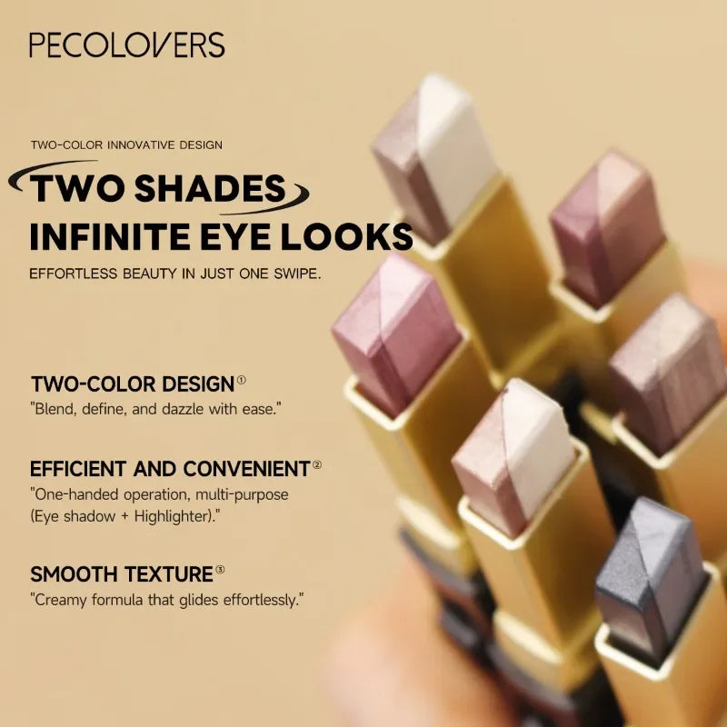 Double Color Eyeshadow Stick Highlight Shadow Stick Eye Makeup Waterproof Lasting Shimmer Metallic Eyeshadow Makeup