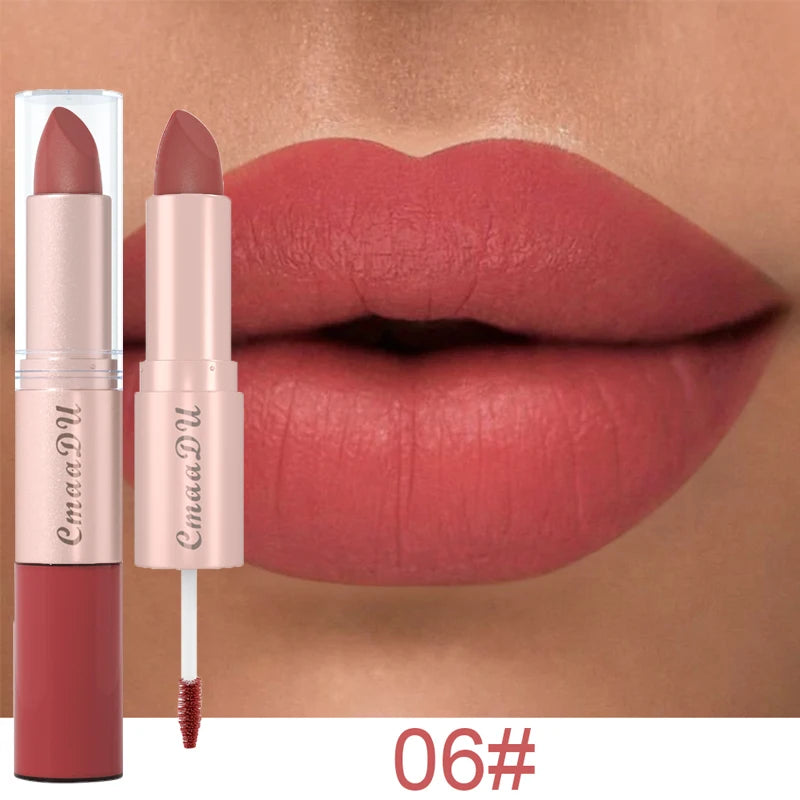 1/3Pcs Double Head Matte Lipstick Sexy Red Lip Gloss Set 2 in 1 Matte Lip Stick Non-stick Cup Lasting Waterproof Makeup Beauty