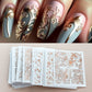 30pcs 5D Embossed Rose Golden Lace Floral Nail Stickers Retro Vine Flower Nail Decals 5.5*6.5cm Irregular Geometric Nail Sliders