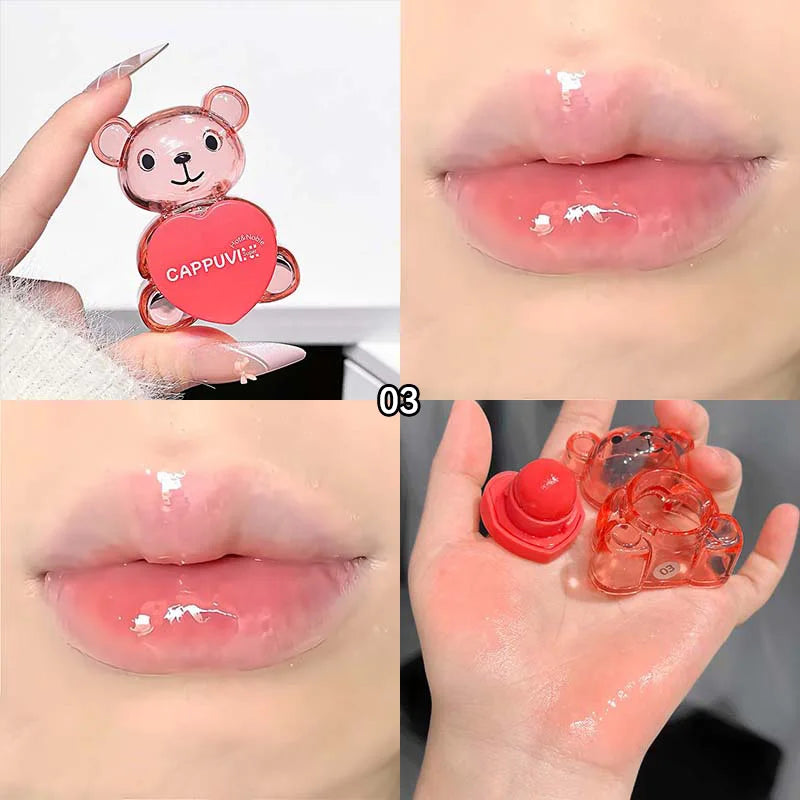 Cappuvini Soft and Cute Bear Lip Balm Moisturizing and Hydrating, Reduces Lip Lines, Non-Greasy, Limited Edition for Christmas and Halloween, Autumn and Winter Lip Care.