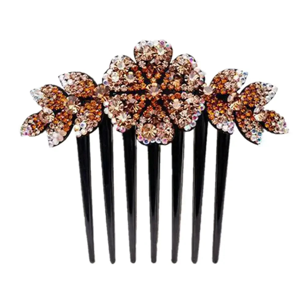 1PC Fashion Hair Comb Luxury Crystal Shiny Rhinestone Hair Clips Inlaid Flower Hairpin Hair Grips Elegant Bride Hair Jewelry