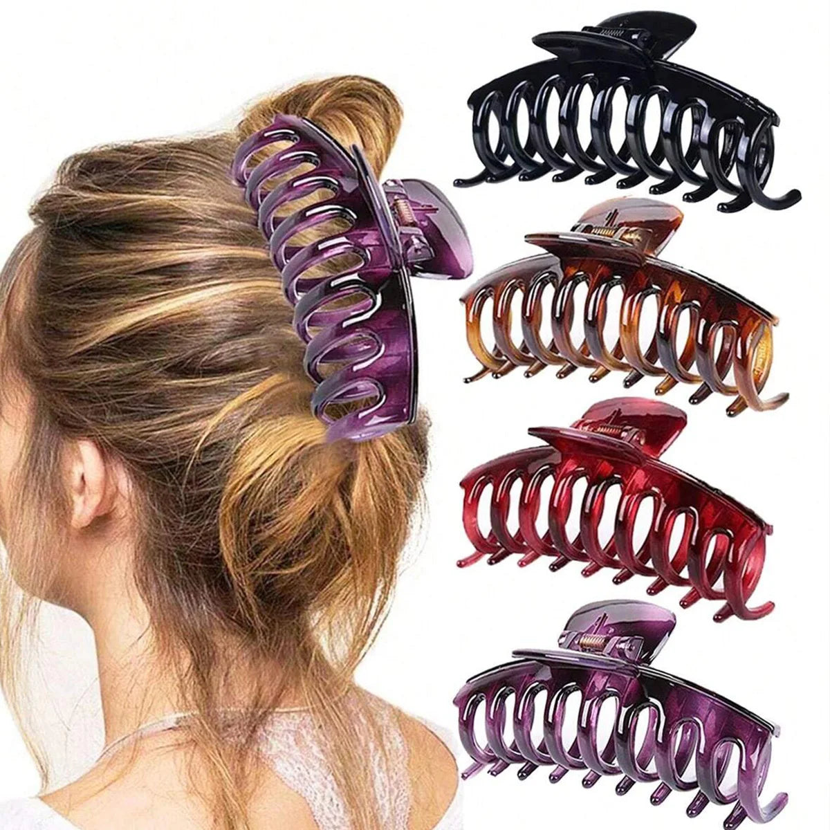 4PCS women's multi-color resin flower simple and fashionable French elegant hair clip