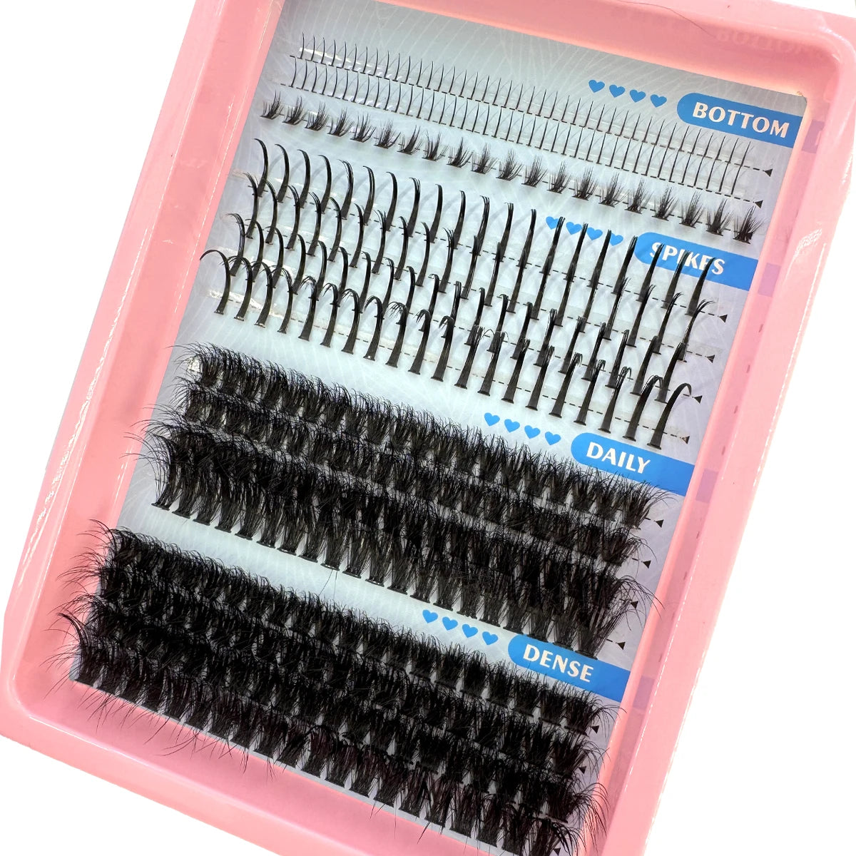 15Rows Lash Clusters Spikes Eyelash Extensions Spiky Lashes Extension Thick Individual Cluster Lashes with Spikes&Bottom Lashes