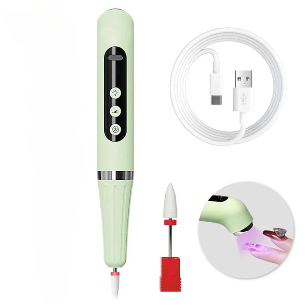 Professional 2-in-1 USB Nail Drill & LED Lamp - Cordless Rechargeable Manicure Tool for Home Salon Use, Portable Nail Machine