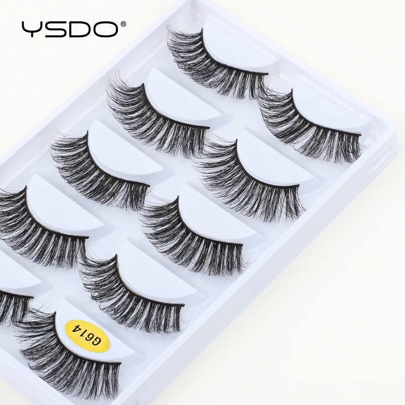YSDO Eyelashes 3/5 Pairs Natural Long 3D Mink Lashes Fluffy Volume Mink False Eyelashes Cruelty Free Wispy Lashes Makeup Cilios