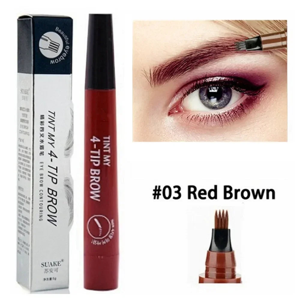 2 Pack 4 Point Eyebrow Pen 4 Prong Tip Eyebrow Pen 4 Fork Eyebrow Pencil Waterproof Liquid Eyebrow Pencil Long Lasting Like Real