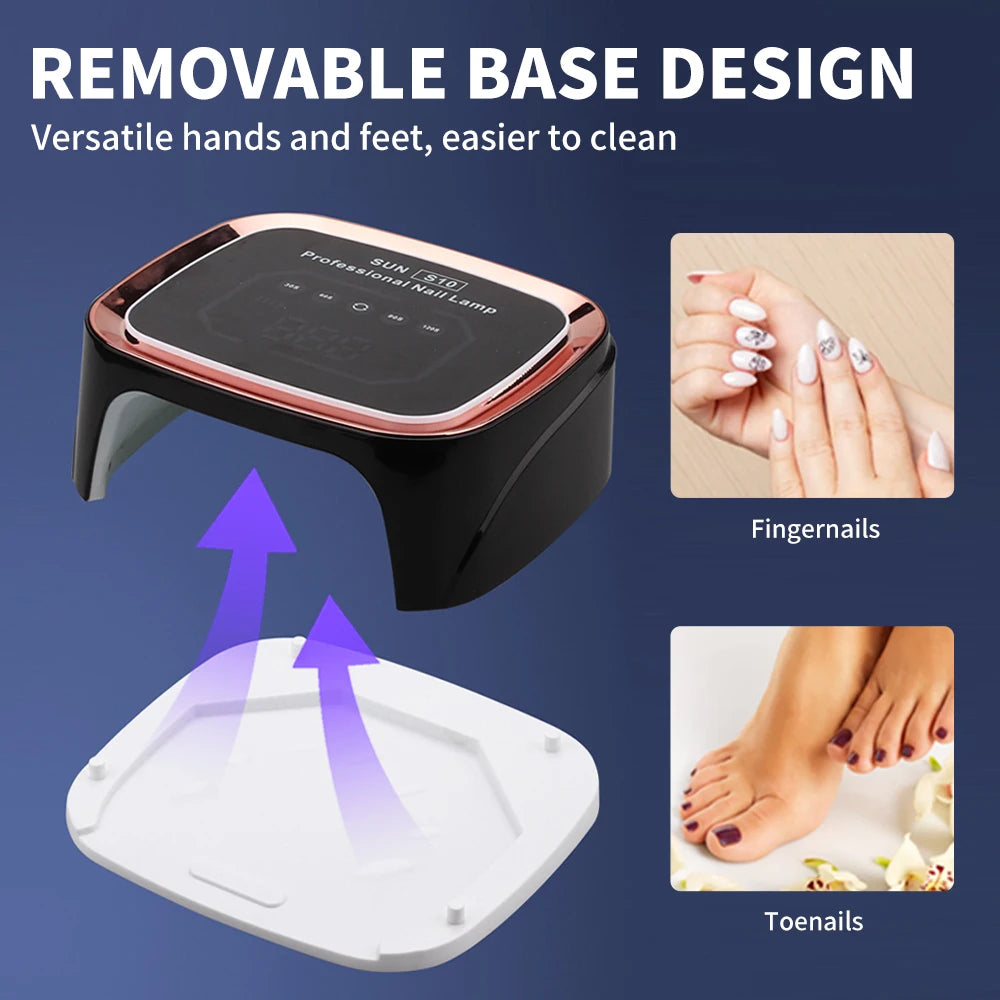 Professional Nail Art UV LED Light Rechargeable Dryer Smart Wireless HD Display Nail Drying Light for Fast Curing of All Gels