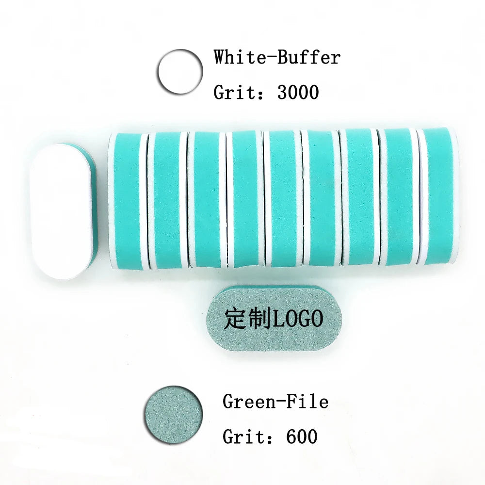 20/40/100pcs Mini Oval Nail Buffer Block File 600/3000 Grit Double-Sided Sanding Buffering Polishing Manicure Tools Sponge Files