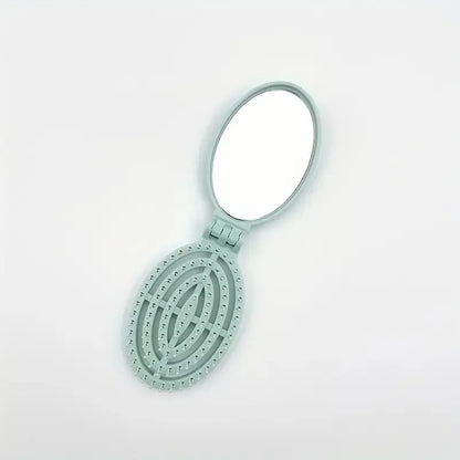 Portable Folding Hair Comb with Mirror, Lightweight & Travel-Friendly for On-the-Go Styling. A Perfect Gift for Women & Girls.