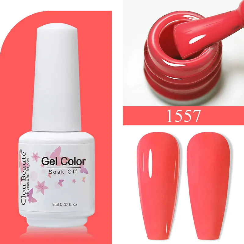 Clou Beaute 8ml Gel Polish Colorful Glitter UV Nail Gel Vernis Semi Permanent Glass Bottle Blue Green White Soak Off Gel Nail