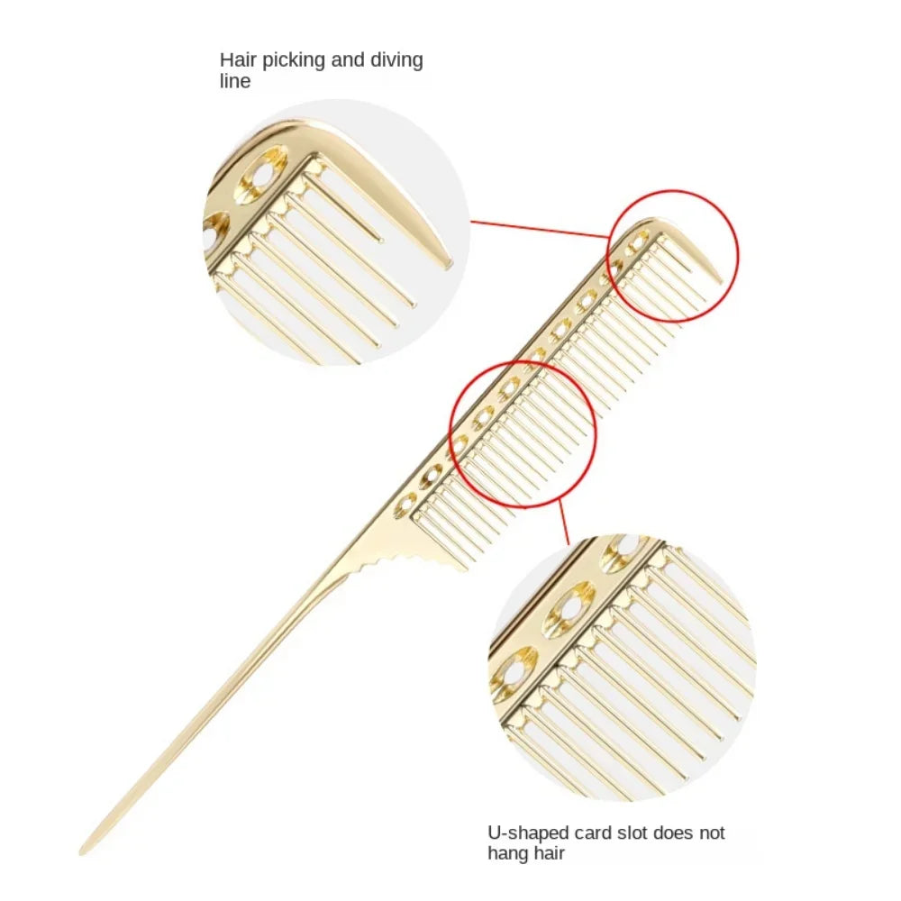 Metal Hair Comb Rat Tail Hairdressing Combs Hair Cutting Dying Hair Parting Comb Curly Hair Brush Barber Tools Salon Accessaries