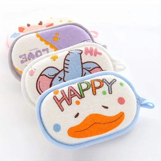 Baby Bath Sponge,Children Scrub Bath Towel, Cartoon Cleaning Brush for Kids Toddlers Newborns, Shower Head Hair Washing Massage