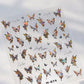 Shiny Jelly Butterfly Charming Golden Gradient Bowknot 5D Self Adhesive Nail Art Sticker Flower Petal Rhinestone Manicure Decals