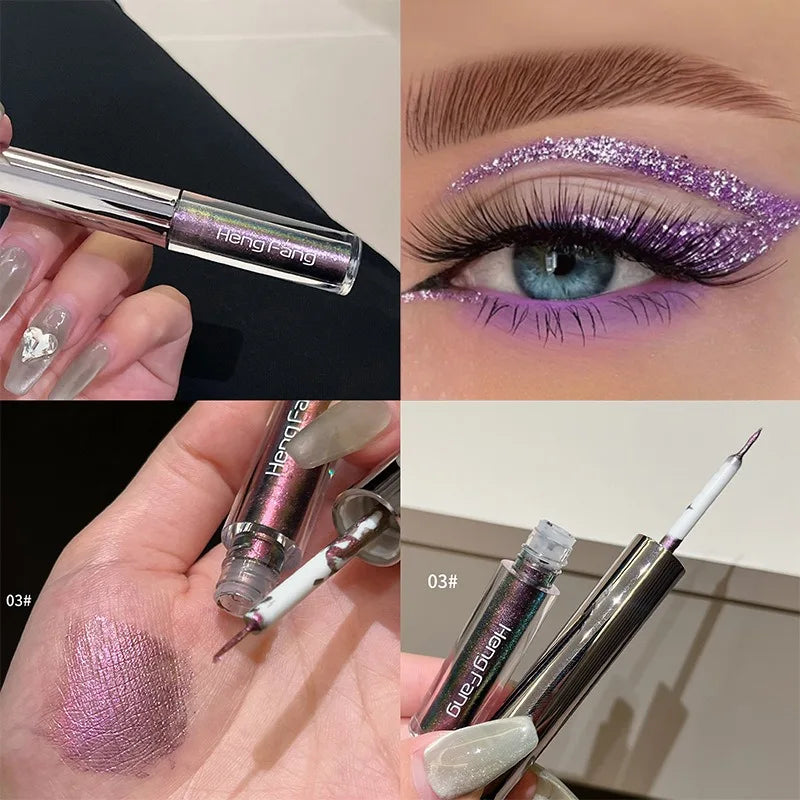 Chameleon Liquid Eyeshadow Eyeliner Sparkling Liquid Eye Shadow Metallic Shining Eye Shadow Liner Makeup Green Purple Silvery