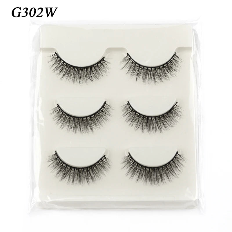 Faux Cils 3 Pairs False Eyelashes Natural Long 3D Mink Lashes Soft Fluffy Wispy Handmade Fake Lashes Eye Makeup Tools Maquiagem