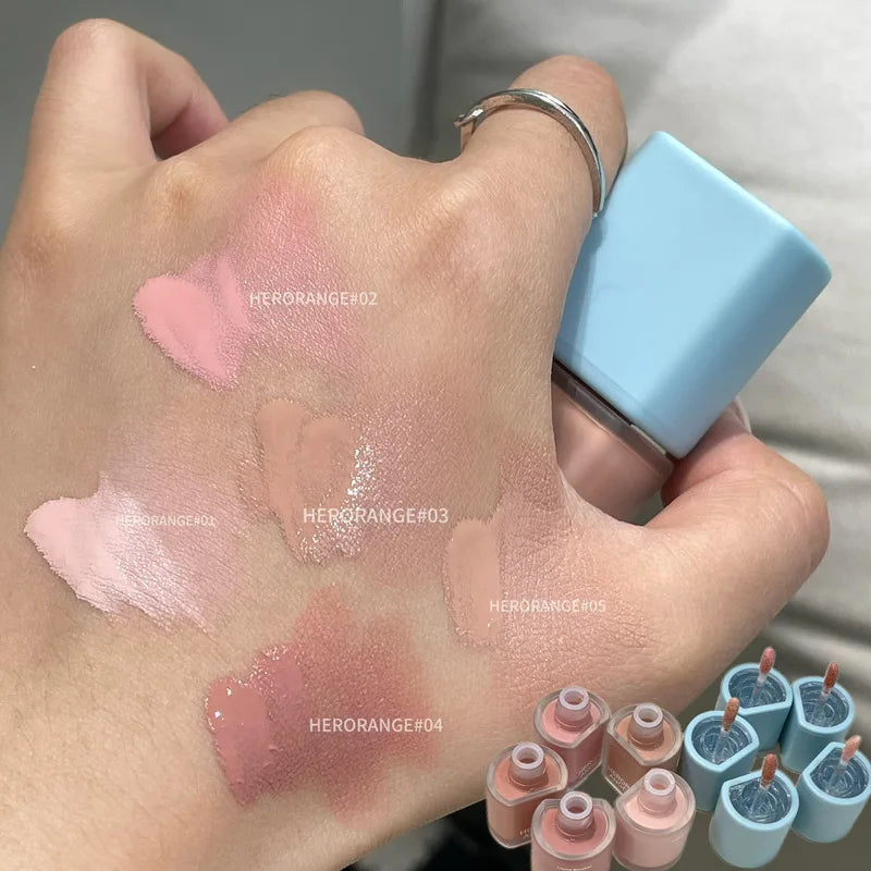 Low Saturation Matte Peach Pink Liquid Blush Nude Coffee Brown Blusher Easy To Apply Face Cheek Tint Natural Rouge Korean Makeup