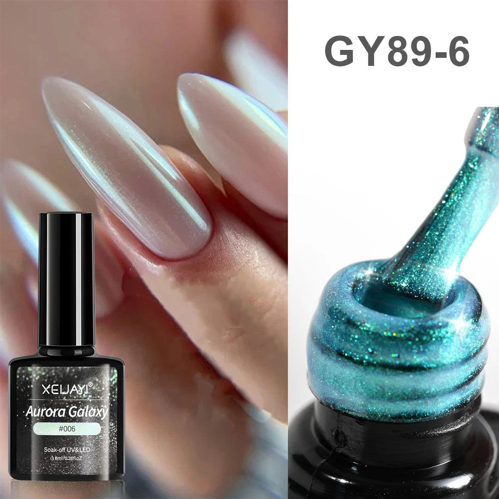 15ml Aurora Mermaid Sparkly Gel Nail Polish Glitter Iridescence Soak Off UV Gel Semi-permanent Varnish  DIY Manicure Gel Polish
