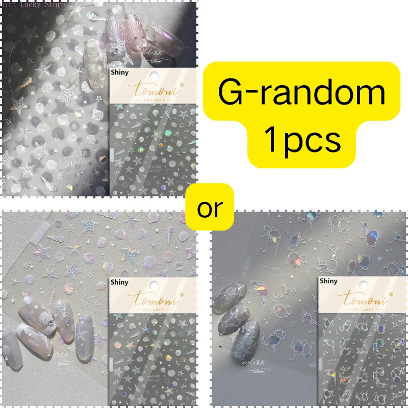 1piece 5D glass fragment nail sticker high quality stained glass window grille design glitter art decoration design nail sticker