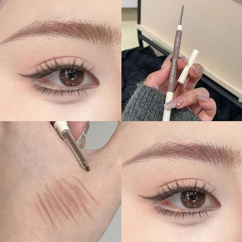 Waterproof Ultra Fine Eyebrow Pencil Double-Ended Eyebrow Pen Sweat-proof Long Lasting Professional Natural Black Eyebrow Makeup